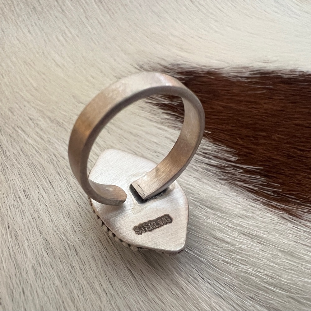 ❤️ Sea Sediment Jasper Brushed Sterling 925 Southwestern Navajo Adjustable Ring - Picture 7 of 13